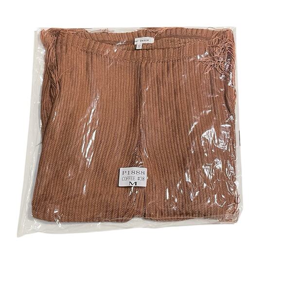 Side Fringe Knit Flare Leg Pants Size M Caramel Brown Sheer Cowgirl Costume NWT - Picture 13 of 15